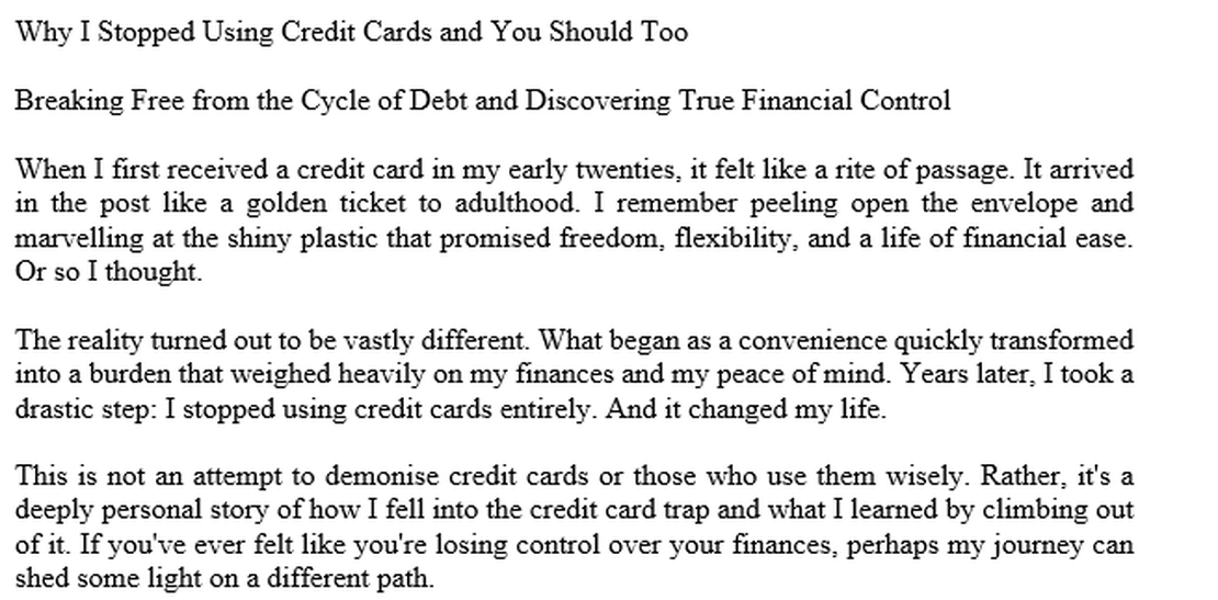 Why I Stopped Using Credit Cards and You Should Too